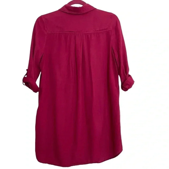 UO Sparkle & Fade Maroon Button Down Tunic - Picture 2 of 4